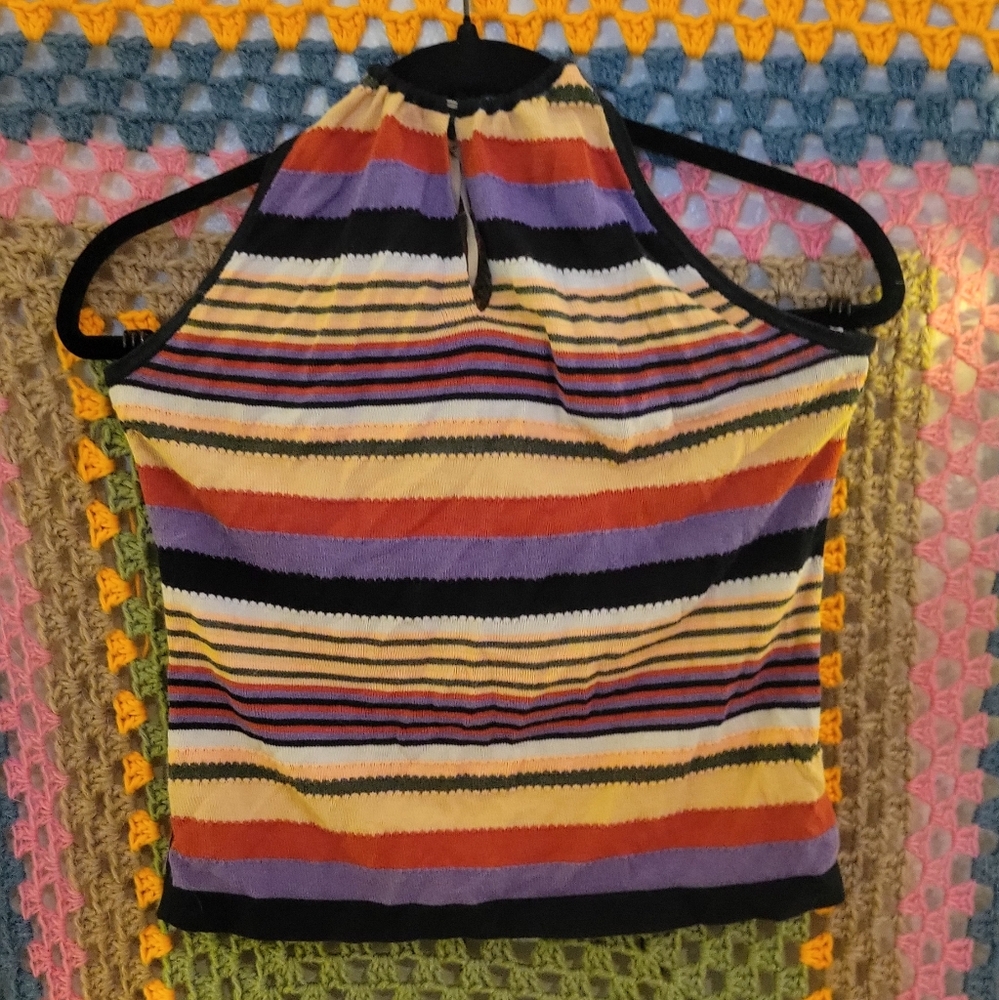 Striped Halter Neck Top